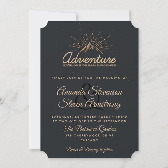 Invitation Mountain Adventure Rustic Mariage (Devant)