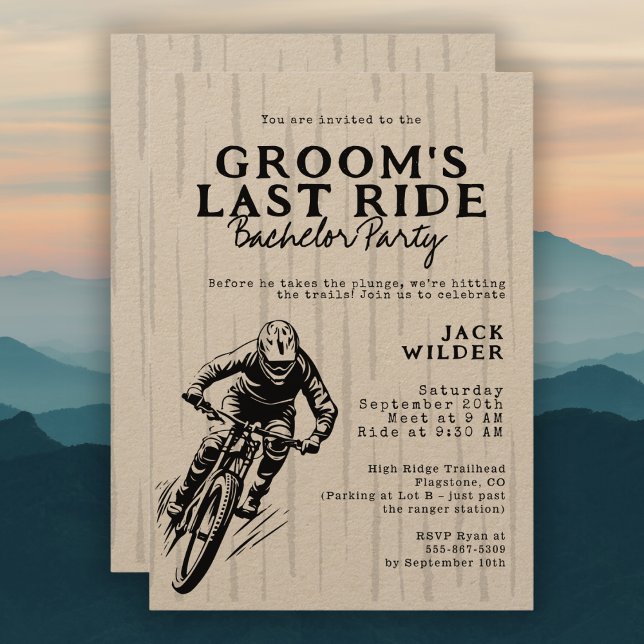 Invitation Mountain Bike Bachelor Party Groom's Dernier Ride (Créateur téléchargé)