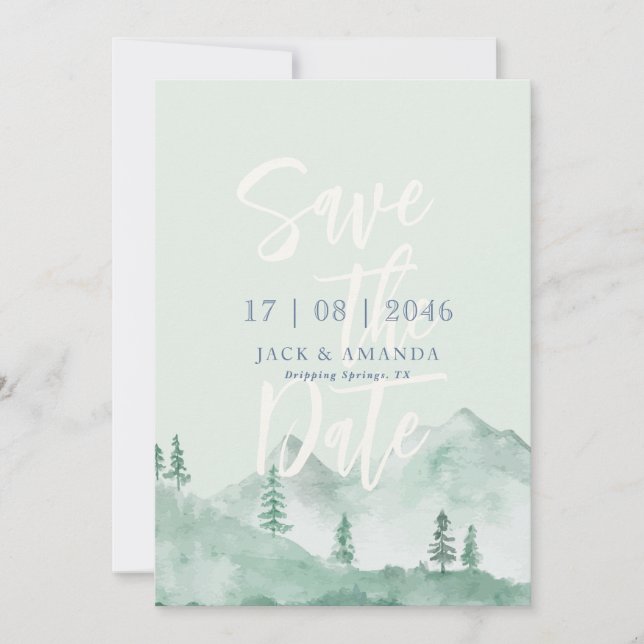 Invitation Mountain Foreat mariage nature enregistrer la date (Devant)