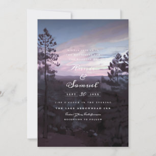 Invitation Mountain Getaway Mariage violet
