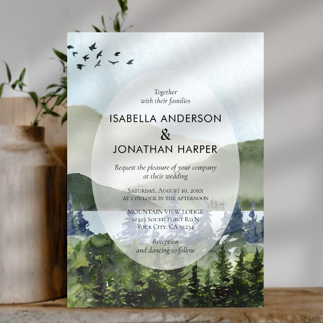 Invitation Mountain Lake River Forest Mariage extérieur (Créateur téléchargé)