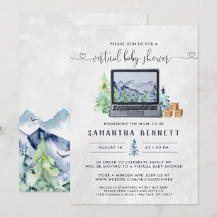 Invitation Mountain Laptop   Baby Shower Virtuel