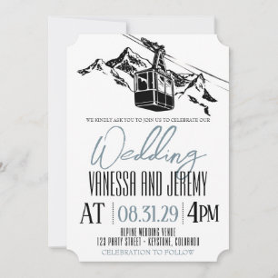 Invitation Mountain Love Dusty Blue Mariage