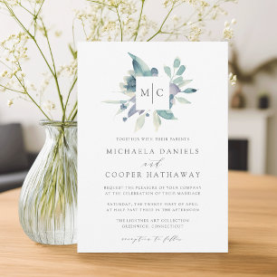 Invitation Mountain Meadow Mariage de monogramme d'aquarell