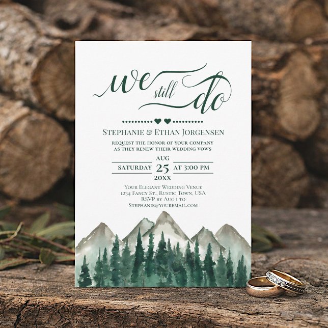 Invitation Mountain & Pine Nous renouvelons encore nos vœux d (Créateur téléchargé)