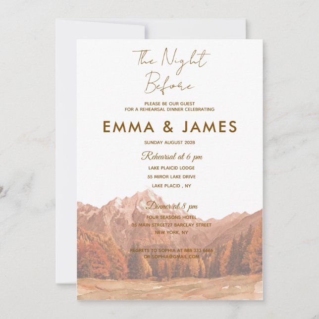 Invitation Mountain Rehearsal Dinner, Rustic (Devant)
