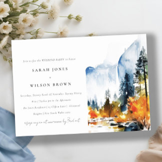 Invitation Mountain River Fall Landcape Weekend Party