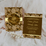 Invitation Mousse d'or Brown musulman musulman Mariage<br><div class="desc">Éblouissez vos invités avec cette élégante invitation de mariage mettant en vedette "Bismillah" en calligraphie arabe contre un bel arrière - plan à motifs floraux aux accents faux feuille d'or. Ajoutez simplement les détails de votre événement sur ce modèle facile à utiliser pour en faire une invitation unique.</div>