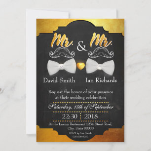 Invitation Moustache et arc pour Mr et Mr.