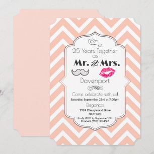 Invitation Moustache & Lèvres M. & Mme - Anniversaire de mari