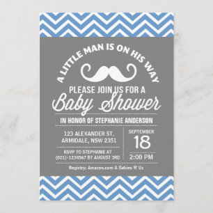 Invitation Moustache petit baby shower d'homme