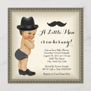Invitation Moustache petit baby shower d'homme