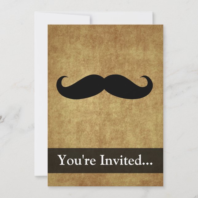 Invitation Moustache Vintage avec texte personnalisé (Devant)