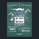 Invitation Moustache vintage Chalkboard Adulte fête d'anniver<br><div class="desc">Whimsy Chalkboard Anniversaire invitation personnalisable selon les détails de votre événement.</div>