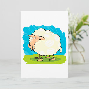 Invitation Moutons blancs et duveteux sur l'herbe