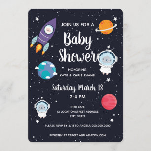 Invitation Moutons dans le Baby shower spatial Galaxy