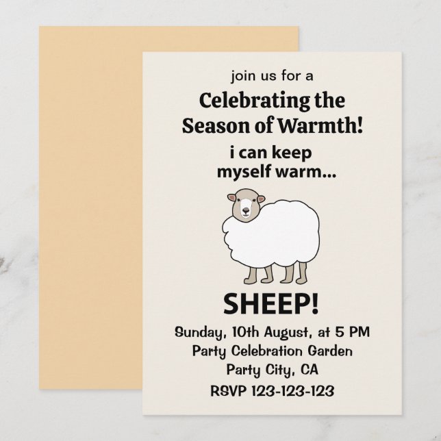 Invitation Moutons Je peux me tenir chaud Moutons (Devant / Derrière)