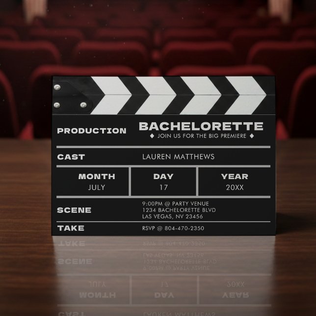 Invitation Movie Film Clap Board Bachelorette Party (Movie Film Clap Board Bachelorette Party Invitation
)