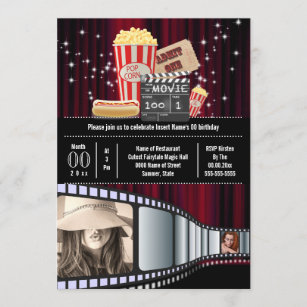 Anniversaire De Soiree Cinema Invitations Faire Part Cartes Zazzle