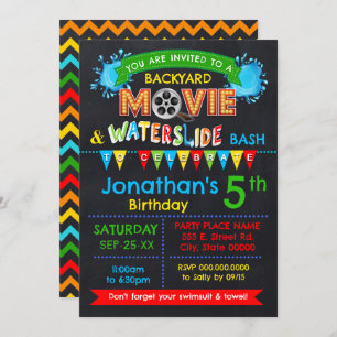 Invitation Movie Waterslide Anniversaire fête Bash Couleur pr