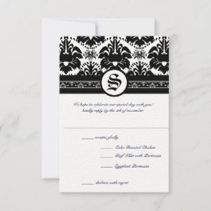 Invitation Moyen Renaissance Noir Damas RSVP