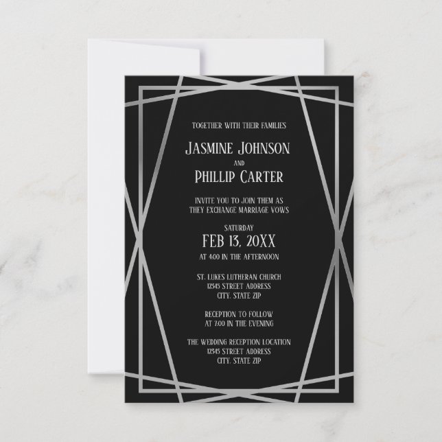 Invitation Moyenne Moyenne Conception de B&G - 3x5 Mariage/In (Devant)