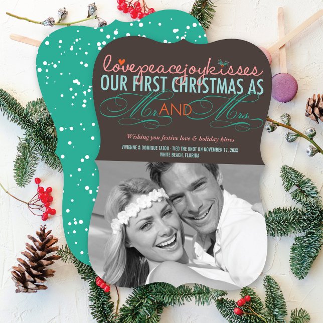 Invitation Mr & Mrs First Christmas Mistletoes Mariage photo (Créateur téléchargé)