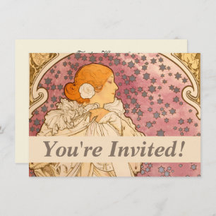 Invitation Mucha Art nouveau femme beauté
