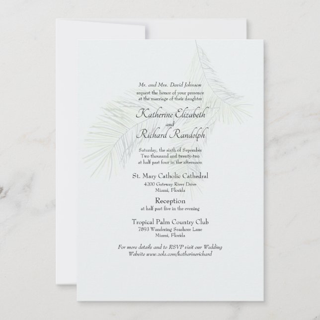 Invitation Muet Tropical Soft Tone 2 Site Mariage (Devant)
