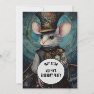 Invitation Muffin Steampunk Animal Nom personnalisé