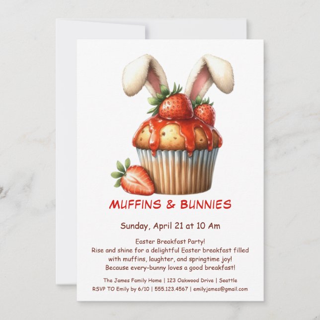 Invitation Muffins & Matins – Fête de Pâques petit-déjeuner  (Devant)