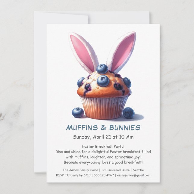 Invitation Muffins & Matins – Fête de Pâques petit-déjeuner  (Devant)