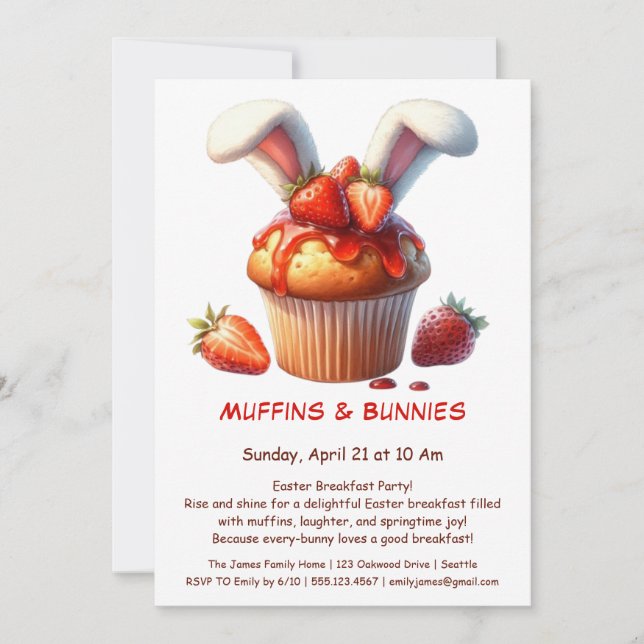 Invitation Muffins & Matins – Fête de Pâques Petit Déjeuner  (Devant)