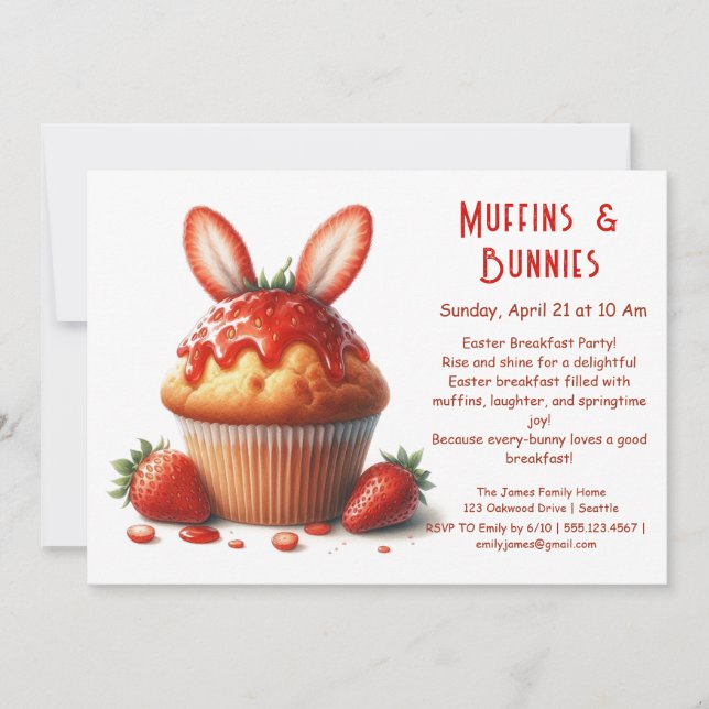 Invitation Muffins & Matins – Fête de Pâques Petit Déjeuner  (Devant)