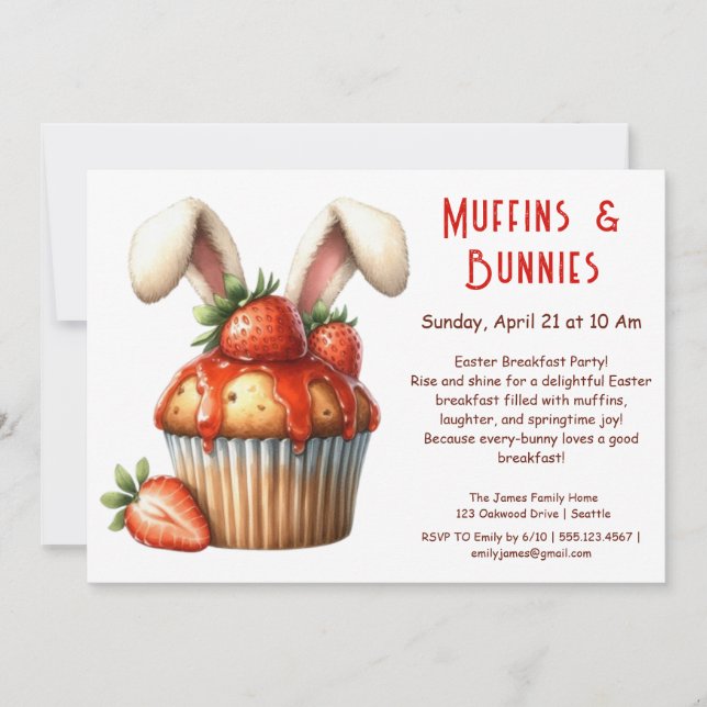 Invitation Muffins & Matins – Fête de Pâques petit-déjeuner  (Devant)