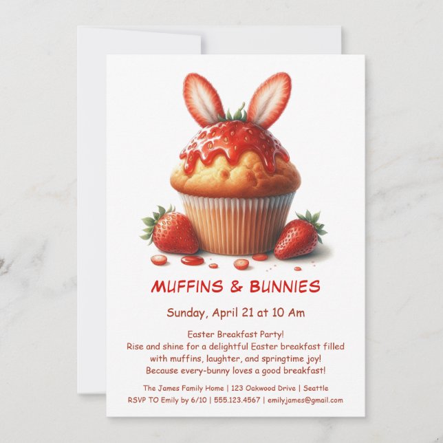 Invitation Muffins & Matins – Fête de Pâques petit-déjeuner  (Devant)