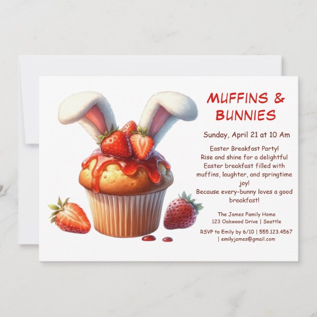 Invitation Muffins & Matins - Fête du petit-déjeuner de Pâque (Devant)