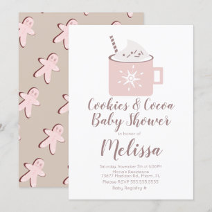 Invitation Mug Chocolat Chaud Cookies Hiver Fille Baby Shower