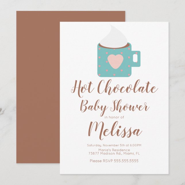 Invitation Mug de Campfire au Chocolat Chaud Mignon Fille Bab (Devant / Derrière)