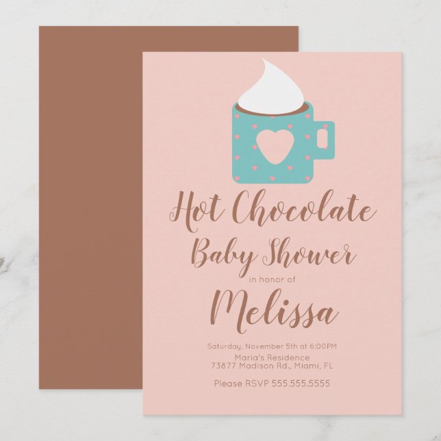 Invitation Mug de chocolat chaud de camping mignon Fille Baby (Devant / Derrière)