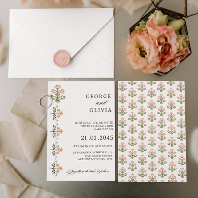 Invitation Mughal Natural Motif Indian Wedding (Créateur téléchargé)