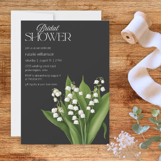 Invitation Muguet du Val sur une douche de mariée noire