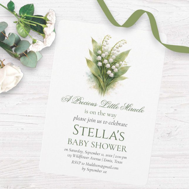 Invitation Muguet Fleur Blanche Baby Shower (Créateur téléchargé)