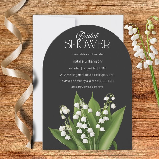 Invitation Muguet sur une douche de mariée noire (Créateur téléchargé)