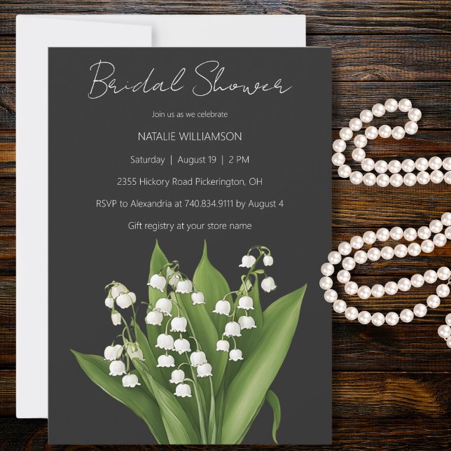 Invitation Muguet sur une Fête de Mariage Noire (Available in additional colors. )