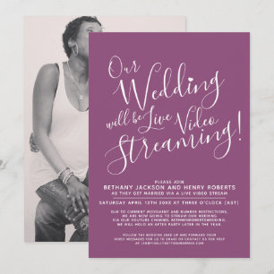 Invitation Mulberry violet blanc photo en direct mariage en s