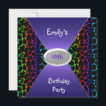 Invitation Multi Color Poster de animal 18th Birthday Party<br><div class="desc">Poster de animal multicolore Arc-en-ciel avec noir et purpIe invitation 18th Birthday Party Filles ados enfants. personnaliser à coté.</div>