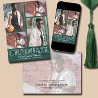 Multi Photo Dark Green Graduation Party