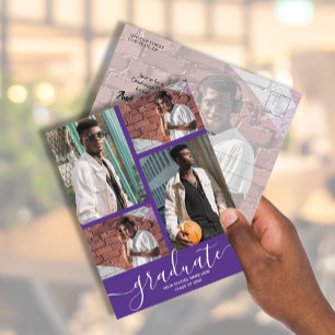 Invitation Multi Photo Purple Graduation Party