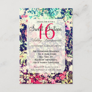 Invitation Multicolor Elégant Motif de collage floral